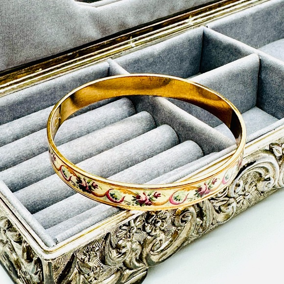 Vintage Floral Enamel Bangle - Picture 3 of 10
